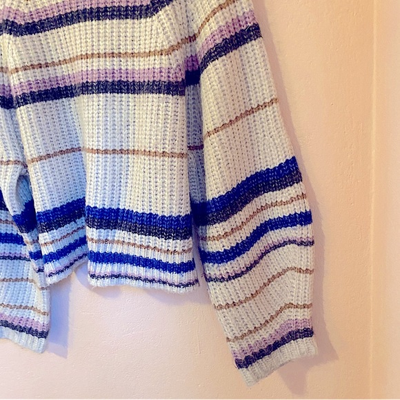 Z SUPPLY desmond lavender and blue stripe cream cozy sweater in multi Large - Picture 8 of 12